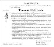 Traueranzeige Therese Nißlbeck
