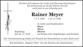 Traueranzeige Rainer Meyer