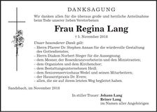 Traueranzeige Regina Lang