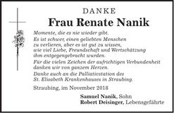 Traueranzeige Renate Nanik