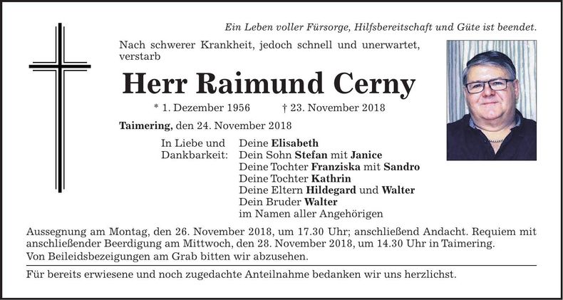 Traueranzeige Raimund Cerny