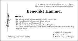 Traueranzeige Benedikt Hammer