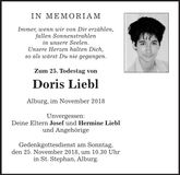 Traueranzeige Doris Liebl