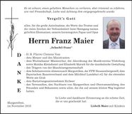 Traueranzeige Franz Maier