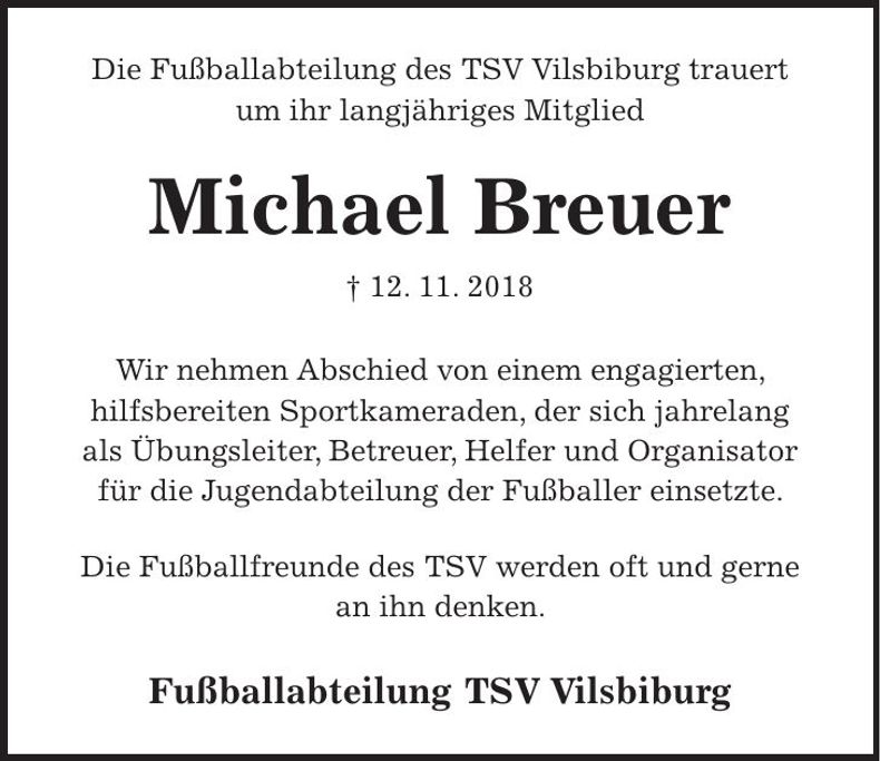 Traueranzeige Michael Breuer