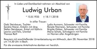 Traueranzeige Ludwig Urban