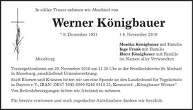 Traueranzeige Werner Königbauer