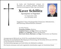 Traueranzeige Xaver Schillitz