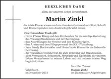 Traueranzeige Martin Zinkl