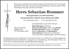 Traueranzeige Sebastian Brummer