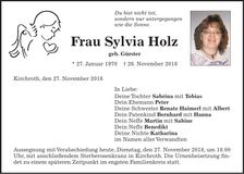 Traueranzeige Sylvia Holz
