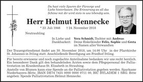 Traueranzeige Helmut Hennecke