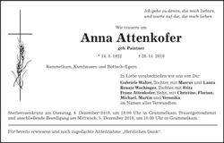 Traueranzeige Anna Attenkofer