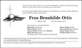 Traueranzeige Brunhilde Ottis