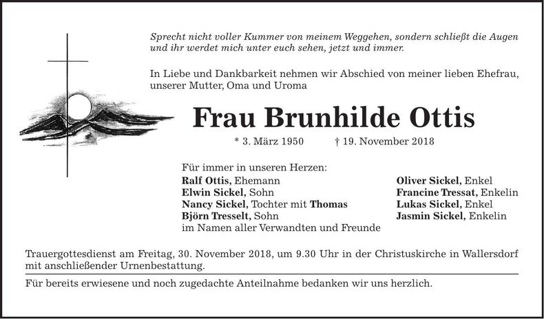 Traueranzeige Brunhilde Ottis