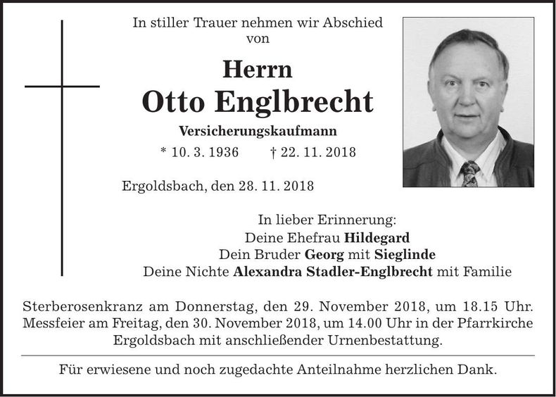 Traueranzeige Otto Englbrecht