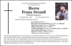 Traueranzeige Franz Strauß