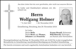 Traueranzeige Wolfgang Holmer