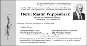 Traueranzeige Martin Wippenbeck