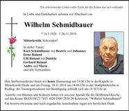 Traueranzeige Wilhelm Schmidbauer
