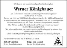 Traueranzeige Werner Königbauer