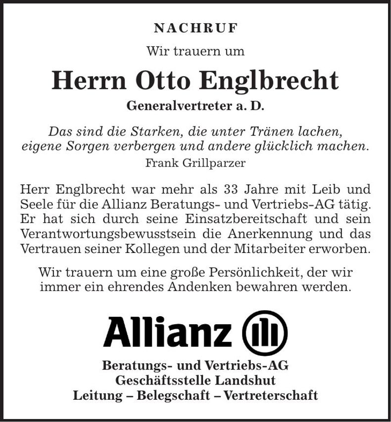 Traueranzeige Otto Englbrecht
