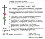 Traueranzeige Karl Wagner