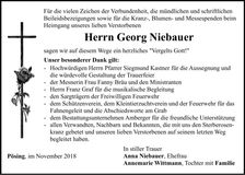 Traueranzeige Georg Niebauer