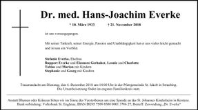 Traueranzeige Hans-Joachim Everke