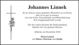 Traueranzeige Johannes Linnek