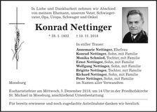Traueranzeige Konrad Nettinger