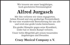 Traueranzeige Alfred Jurgasch