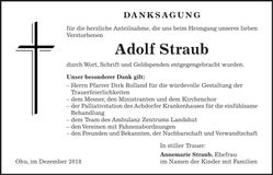 Traueranzeige Adolf Straub