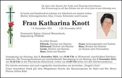 Traueranzeige Katharina Knott