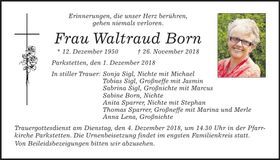 Traueranzeige Waltraud Born