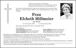Traueranzeige Elsbeth Hillmeier