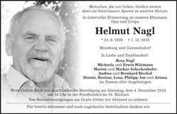 Traueranzeige Helmut Nagl
