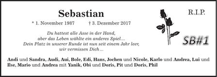 Traueranzeige Sebastian 