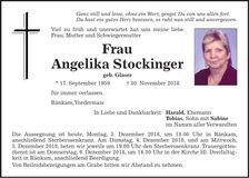 Traueranzeige Angelika Stockinger