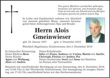 Traueranzeige Alois Gmeinwieser