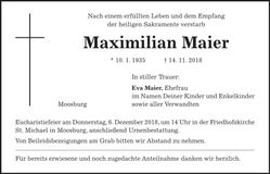 Traueranzeige Maximilian Maier
