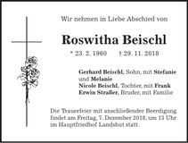 Traueranzeige Roswitha Beischl