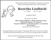 Traueranzeige Roswitha Lindbüchl
