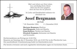 Traueranzeige Josef Bergmann