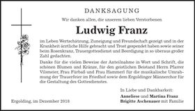 Traueranzeige Ludwig Franz