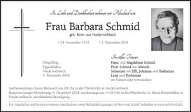 Traueranzeige Barbara Schmid