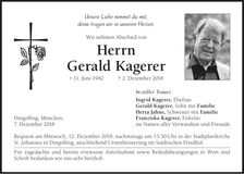 Traueranzeige Gerald Kagerer