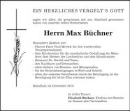 Traueranzeige Max Büchner