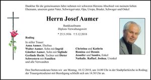 Traueranzeige Josef Aumer