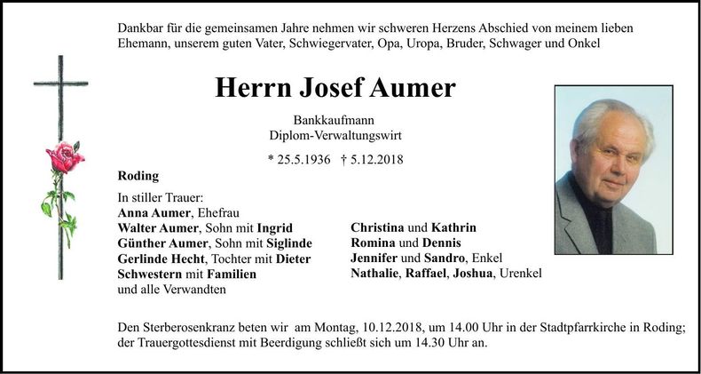 Traueranzeige Josef Aumer